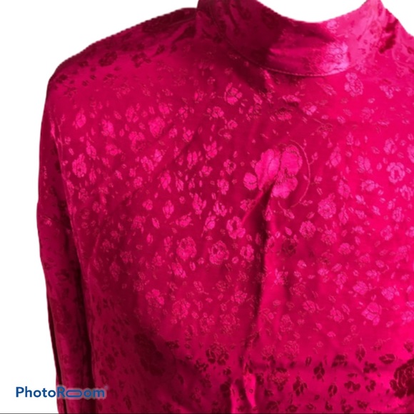 TopShop mock neck Asian inspired bell sleeve top 2 - Picture 6 of 8